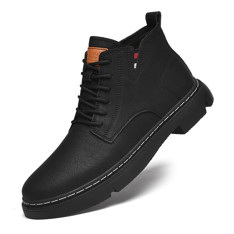 Men's Genuine Leather Casual Shoes Winter Velvet High Top Workwear Shoes Fashionable and High-quality Oxford Shoes for Men‘s