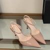 Summer New Pointed Toe Nude Patent Leather Heels Women's Light Mouth Straight Heel Sexy Sandals