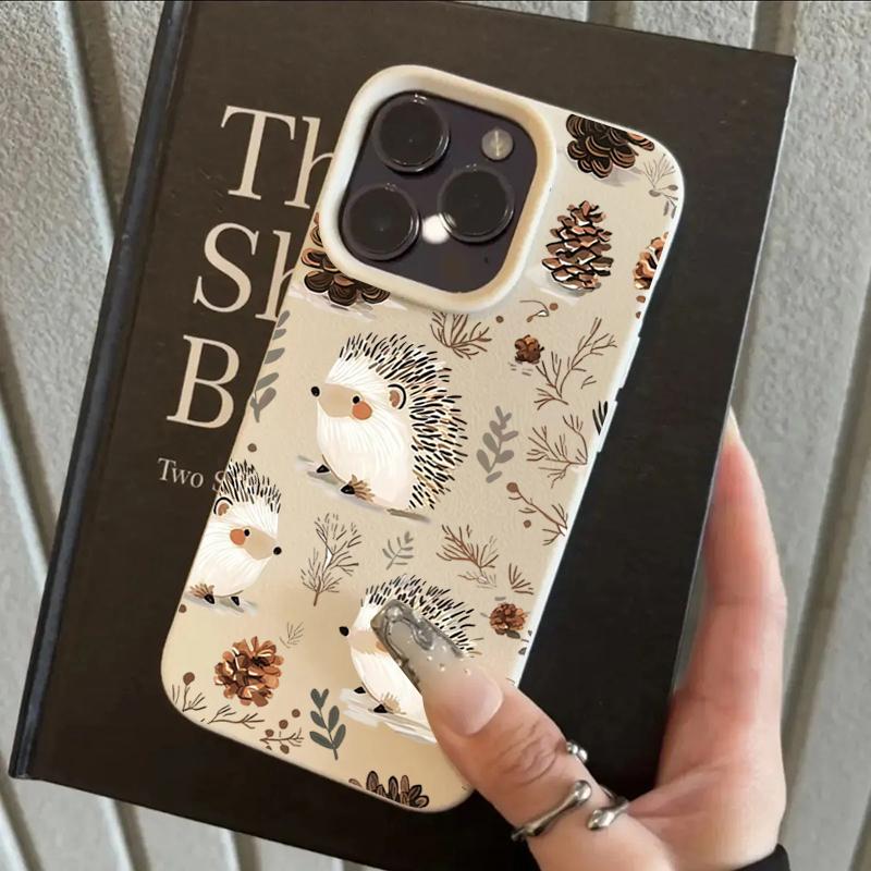 Autumn Cute Cartoon Hedgehog Phone Case For iPhone 17 Pro Max 16 15 14 Plus 13 12 11 Pro Max X XR XS 16e Shockproof Soft Cover
