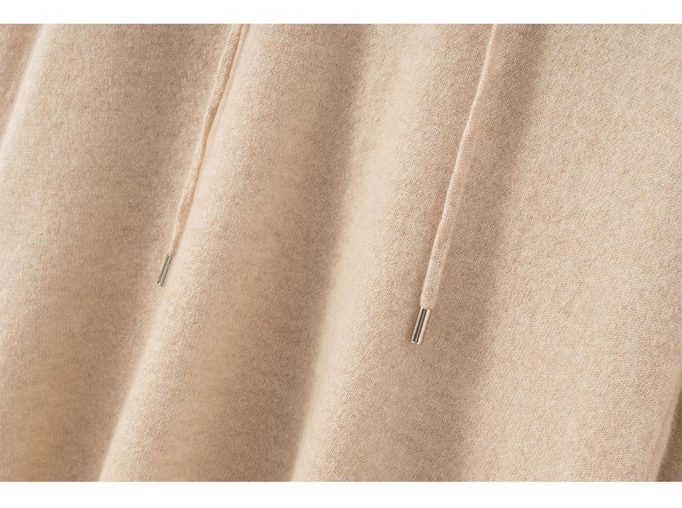 Women's 100% Pure Cashmere Hooded Sweater - Long Sleeve, Warm Knit Base Layer for Autumn/Winter