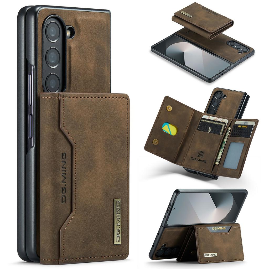 DG.MING M2 Series for Samsung Galaxy Z Fold6 5G Magnetic Case PU + PC + TPU Phone Cover Detachable Wallet Kickstand