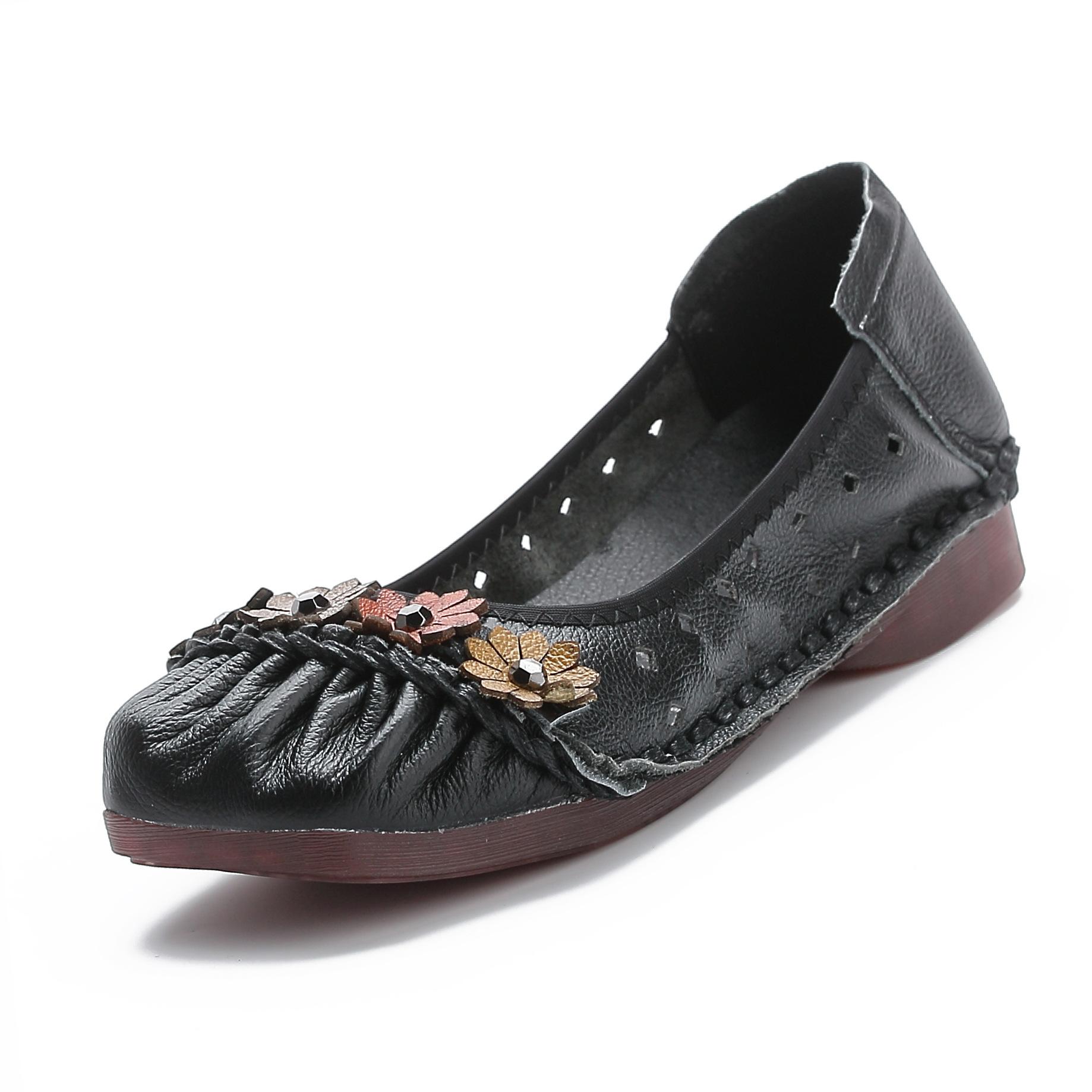 

Новые летние повседневные дышащие женские туфли на плоской подошве в этническом стиле из натуральной кожи с отверстиями для ног, женские туфли с отверстиями, мягкая подошва, обувь для мам 42