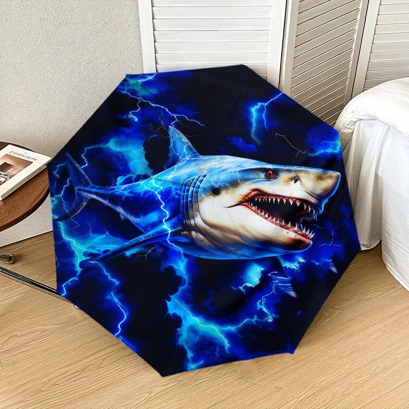 1pc Electric Shark Pattern Umbrella Design Automatic Opening and Closing Umbrella, High-quality Travel Umbrella,  C1128243