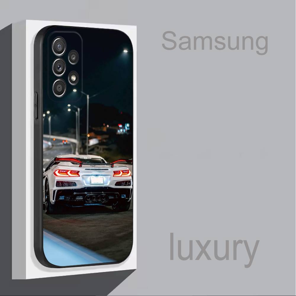 Car C-CorvetteS C8 C7 COOL For Samsung S 25,24,23,22,30,21,10,9,Ultra,Plus,Lite,FE,4,5G Phone Case Black Soft Case