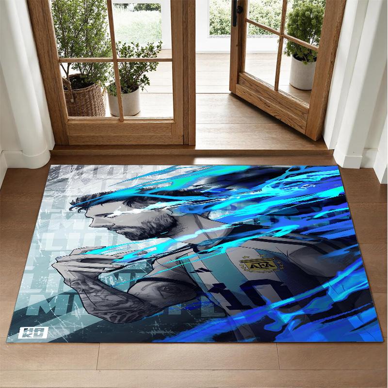 Lionel Messi Design Crystal Velvet Rug Soft Decorative Mat for Bedroom Entrance