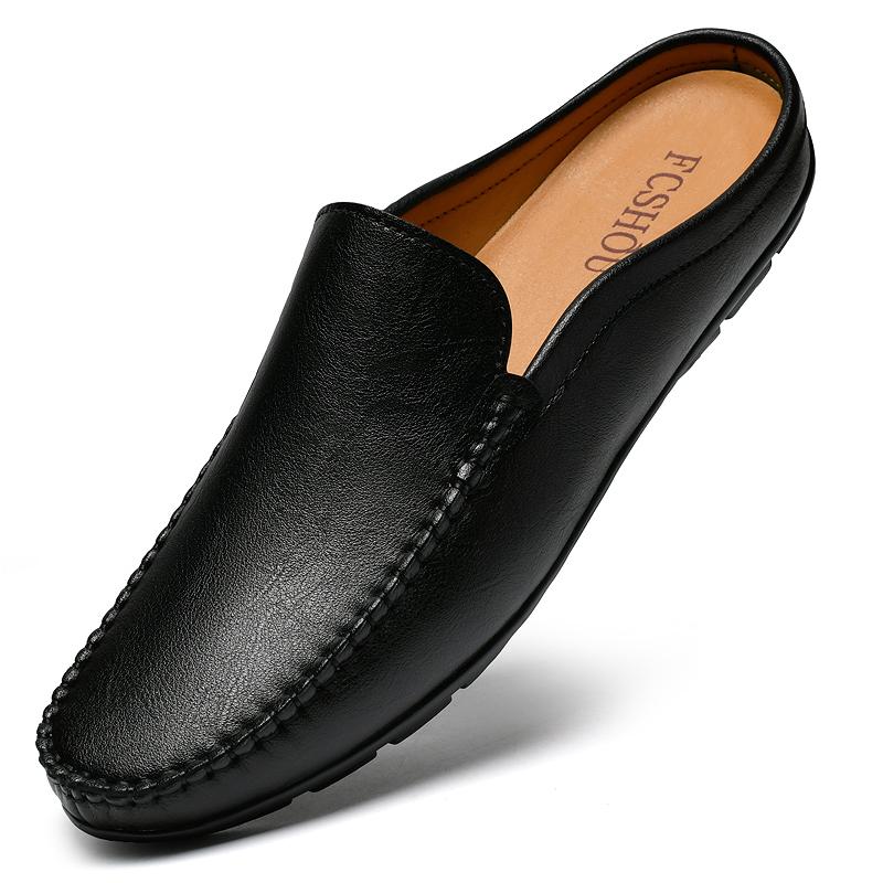Fashion New Arrival Male Muller Shoes Handmade Mens Casual Shoes Fashion Designer Men Half Drag Leisure Walk Slippers Comfy Lazy Flats