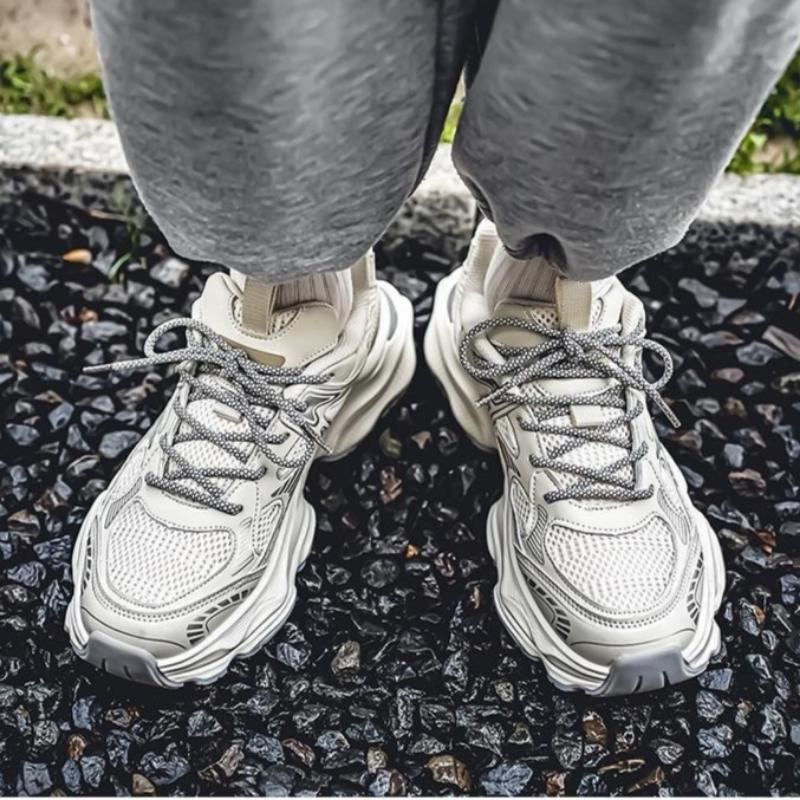 Spring Men's Breathable Mesh Shoes Versatile Thick-soled Sports Shoes Casual Dad Shoes