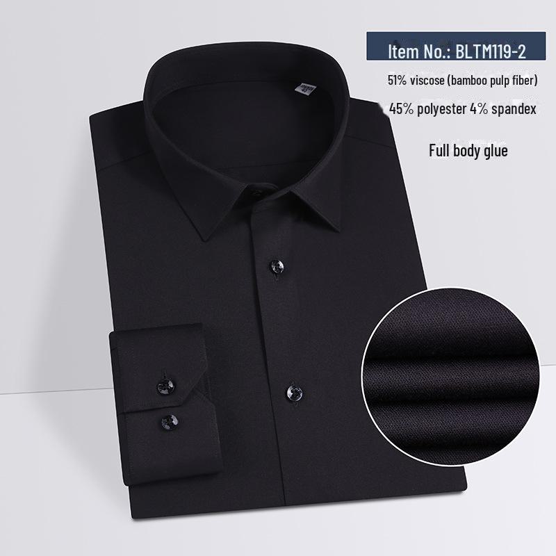 Men's Plus Size Long-Sleeve Bamboo Fiber Shirt - Breathable & Draped for Spring and Autumn