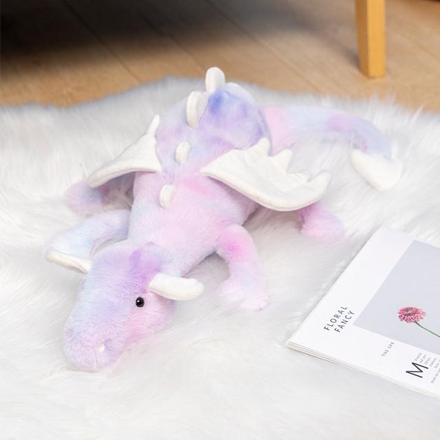 Kawaii New High Quality Simulation Snow Dragon Colorful Plush Toys Soft Wing Doll Birthday Gift Home Decor