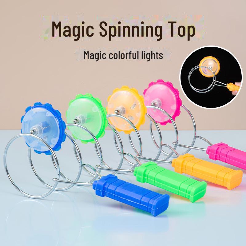 Giroscop magic rotativ inerțial cu manivelă manuală: Jucărie educativă colorată, luminoasă, magnetică pentru copii.