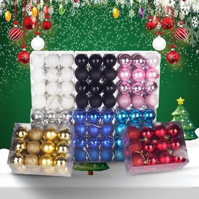 Bolas de Natal de 4 cm com corda Decoração de árvore de Natal Champanhe Reflexivo Bolas de Natal clássicas para festa de Natal