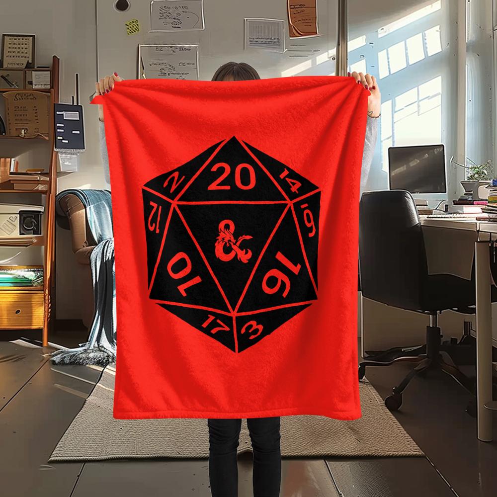 1PC D&D Dungeon and Dragons Print Flannel Blanket, High quality All Seasons, Home Decor, Warmth and Comfort, Perfect for Christmas Gifts