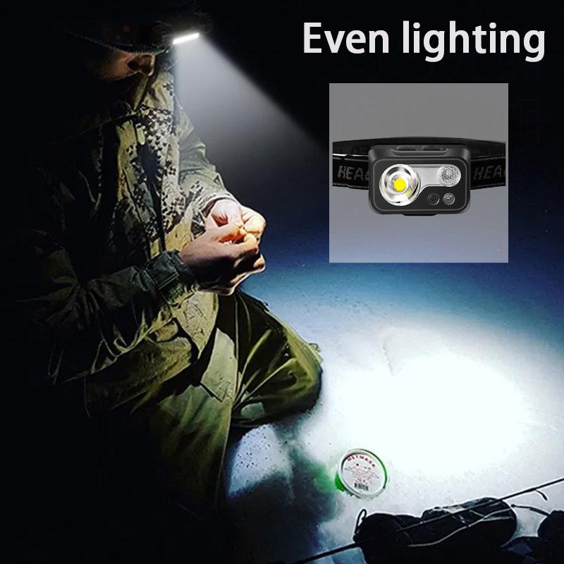 Mini Wiederaufladbare Leistungsstarke Sensor Stirnlampe USB Stirnlampe Taschenlampe Scheinwerfer LED Stirnlampe Camping Suchscheinwerfer