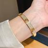18k Gold Plated Zirconia Hollow Cuff Bracelet For Women Fashion Jewelry