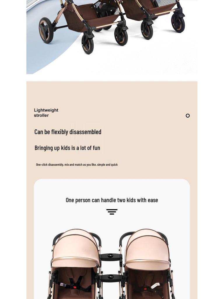 Detachable Twin Dragon & Phoenix Lightweight Folding Stroller for Newborns and Infants