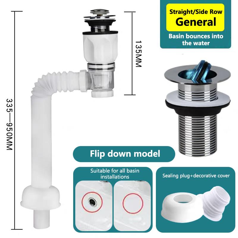 1Set Bathroom Kitchen Sink Drain Pipe Kit Flexible Expandable Anti-Odor Sink Drain Pipe Accessories