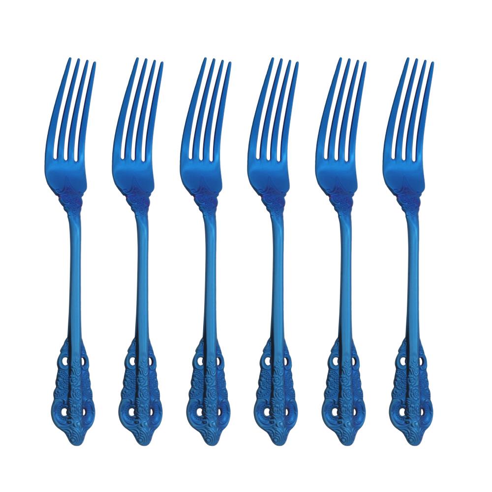 Gold Dinner Forks 6pcs Dinnerware Tableware Cutlery Set Stainless Steel Cutlery Set Sliverware Suitable for Kitchen Outdoor Home