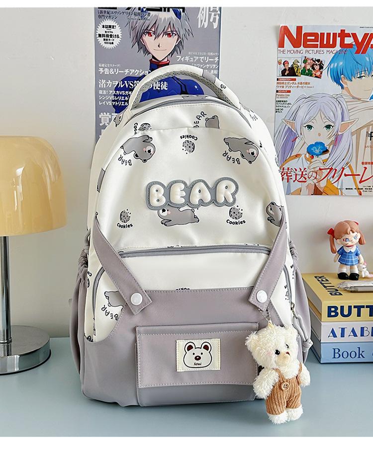 Schoolbag cute cartoon bear milk whirring primary school backpack first and second grade cartoon children's fun contrasting color splicing backpack