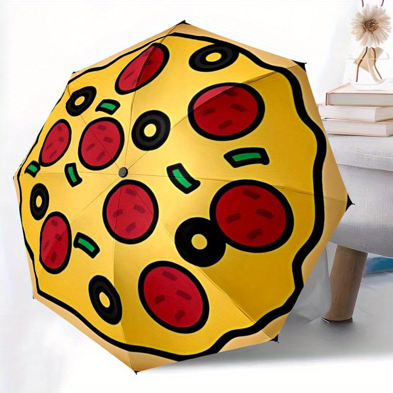 1 Stück Pizza-Muster Faltbarer Regenschirm, 8 Rippen Lässiger Langlebiger Leichter Tragbarer Reise-Regenschirm Für Männer & Frauen yy250728125
