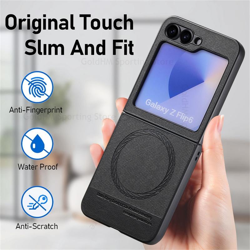 Magnetic Leather Phone For Magsafe Case For Samsung Galaxy Z Flip7 5G Wireless Charging Magsafing Protection Cover For Samsung Z Flip 7 6 5 4 Fundas