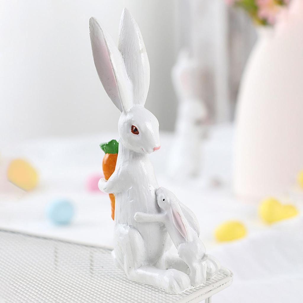 Family Bunnies Figurine Easter Rabbit Statue Indoor Easter Decoration Modern Art Spring Home Decors,Bunnies Sculpture