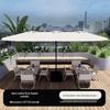 Large Outdoor Cafe & Terrace Sun Umbrella with Three-Head Center Pole