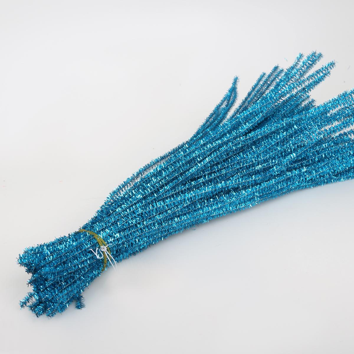 

100 шт. Яркий шелковый синельный стержень Витая палочка Шерстяной корень Пушистый стержень Железная проволока DIY Рукоделие Скручивание Украшения Трубочисты Плюшевый бирюзовый