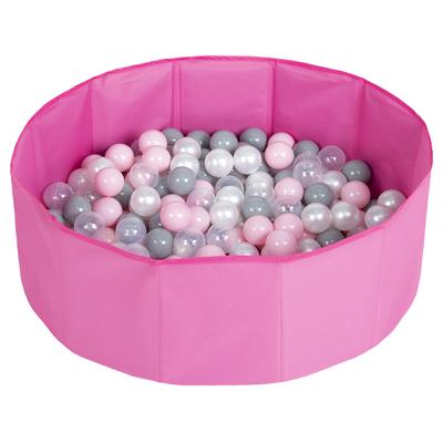 Children Colourfull Foldable Ballpit with 100 Balls, Pink:pearl/grey/transparent/powderpink