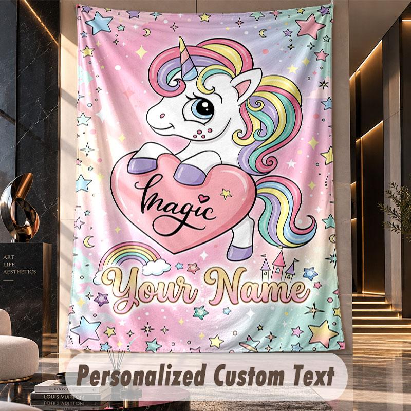 Unicorn (509) Theme Custom Tapestry Personalized Custom Name Text Wall Hanging Tapestry Home Decor Background Cloth
