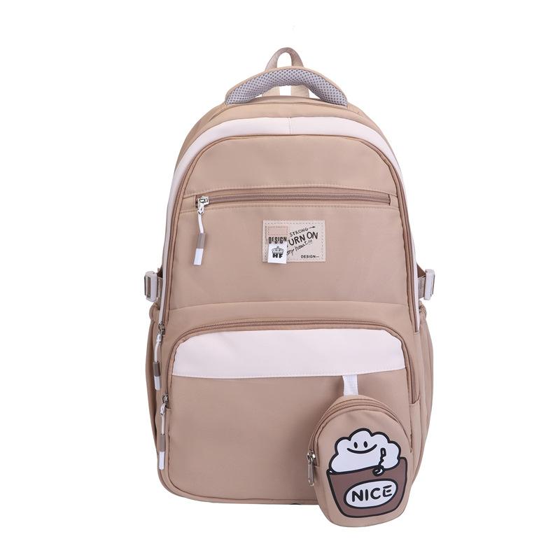 Simple and cute girl burden reduction backpack large size student schoolbag primary and secondary school students large capacity backpack