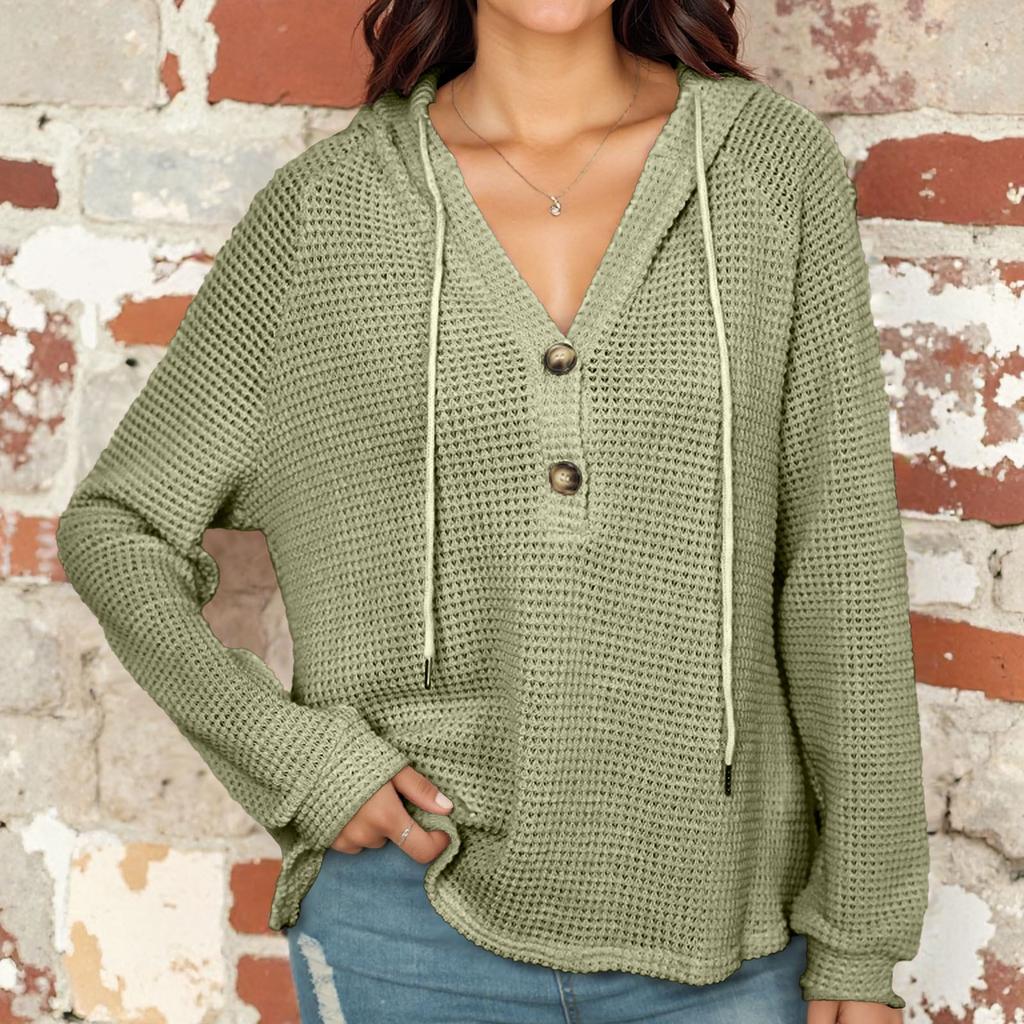 Women's Hoodies Long Sleeve Casual Sweatshirts Pullover Button Tops
