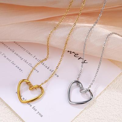 Stainless Steel Heart Pendant Necklace - Versatile, Elegant, Light Luxury Design