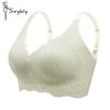 New V-neck Gathered Bubble Cotton Lace Underwear Without Steel Ring Anti-sagging Sports Breathable Comfortable Bra