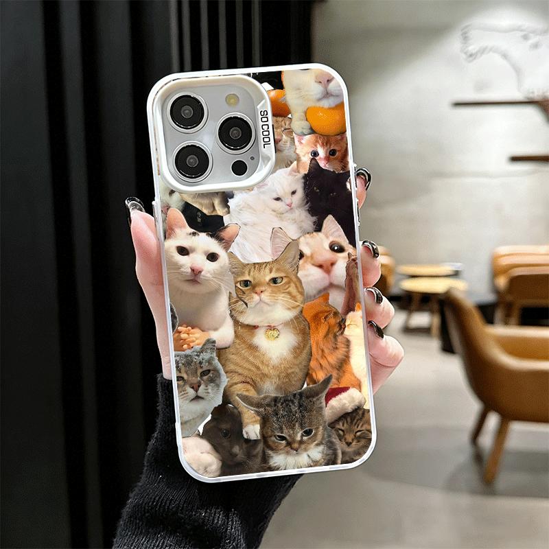 Crying Cats Combine Memes Soft Phone Case for iPhone 15 16 17 Pro Max 17Air 16E 14 Plus 13 12 Mini Shockproof Cover Back Shell