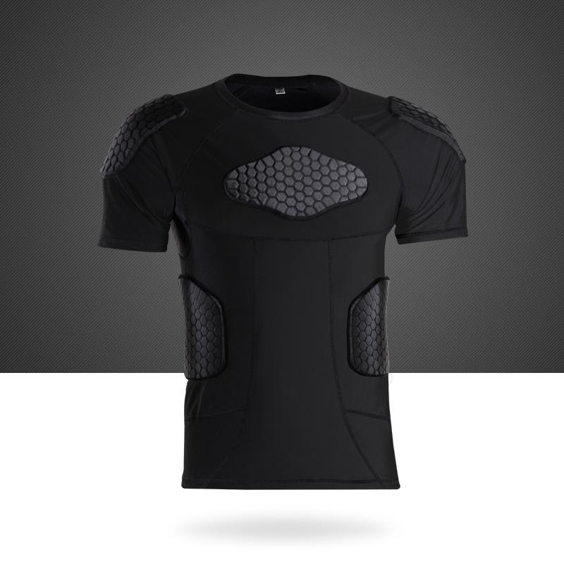 Adult Tight-Fit Shoulder Pad Protection Shirt for Rugby, Basketball, and Football Training