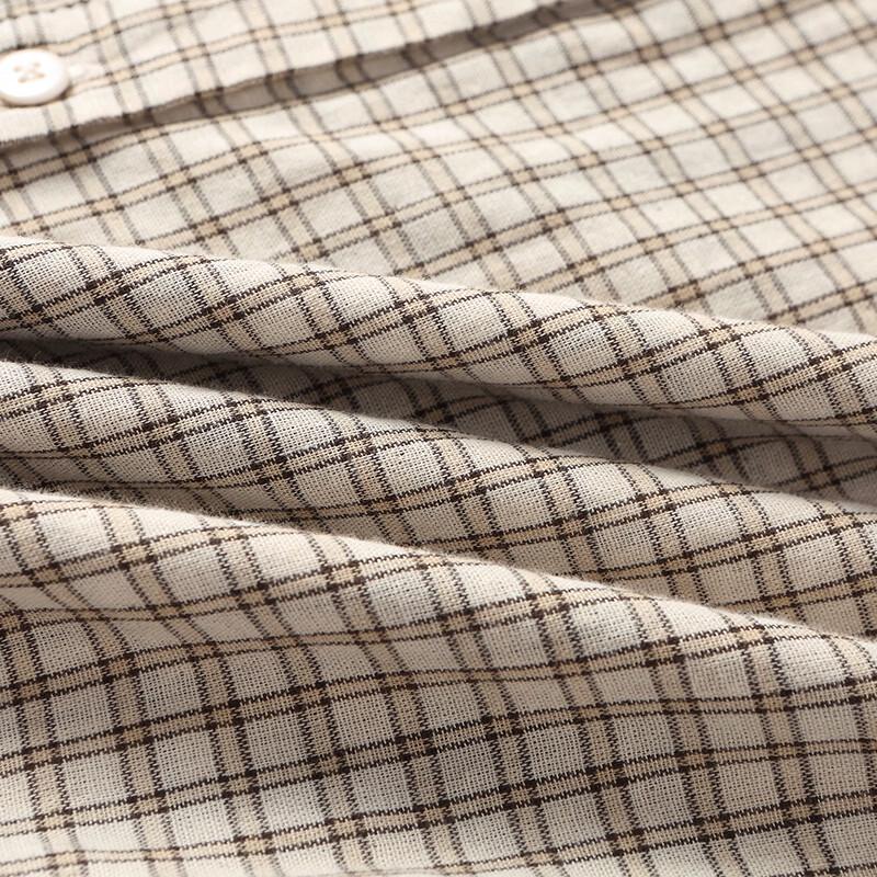 FAPAI Women's Pure Cotton Plaid Long Sleeve Shirt
