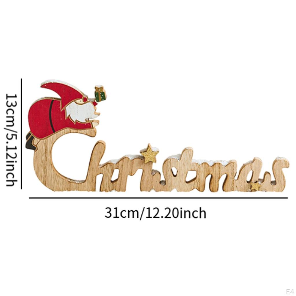 Christmas English Letter Board Wood Sign Wooden Desk Ornament for Kitchen