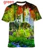 Fashion Short-sleeved 3D Wolf Print T-shirt, Men's and Women's Personality Cool Print T-shirt Fun Animal T-shirt