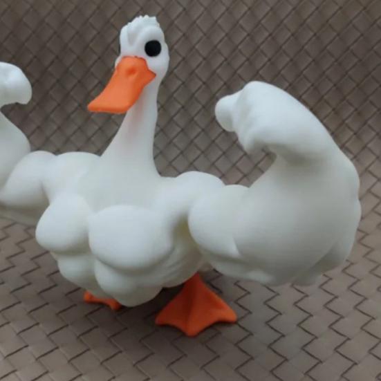 Yousheng Muscle Goose Ornament 3D Printed White Goose Figurine Statue Animal Sculpture Home Office Desktop Decoration Ornament