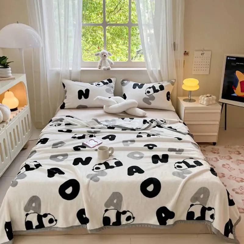 New Milk Fiber Printed Blanket 300G Cloud Mink Velvet Cover Blanket