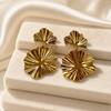 Gold Plated Large Flower Drop Earrings: European & American Light Luxury Style