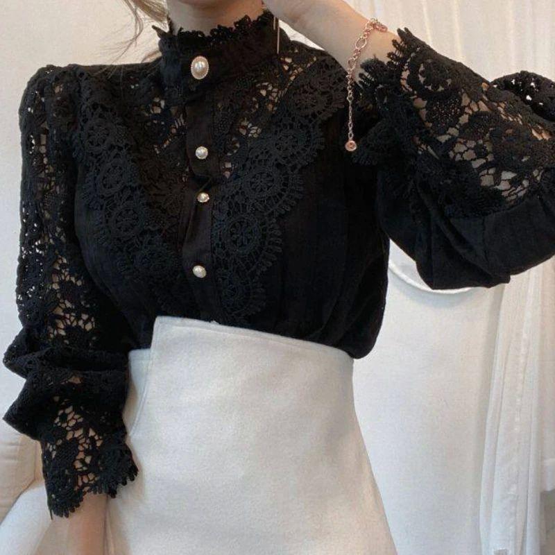 Spliced Long Sleeved Stand Up Collar Shirt Patchwork Long Sleeves Stand Collar Shirt