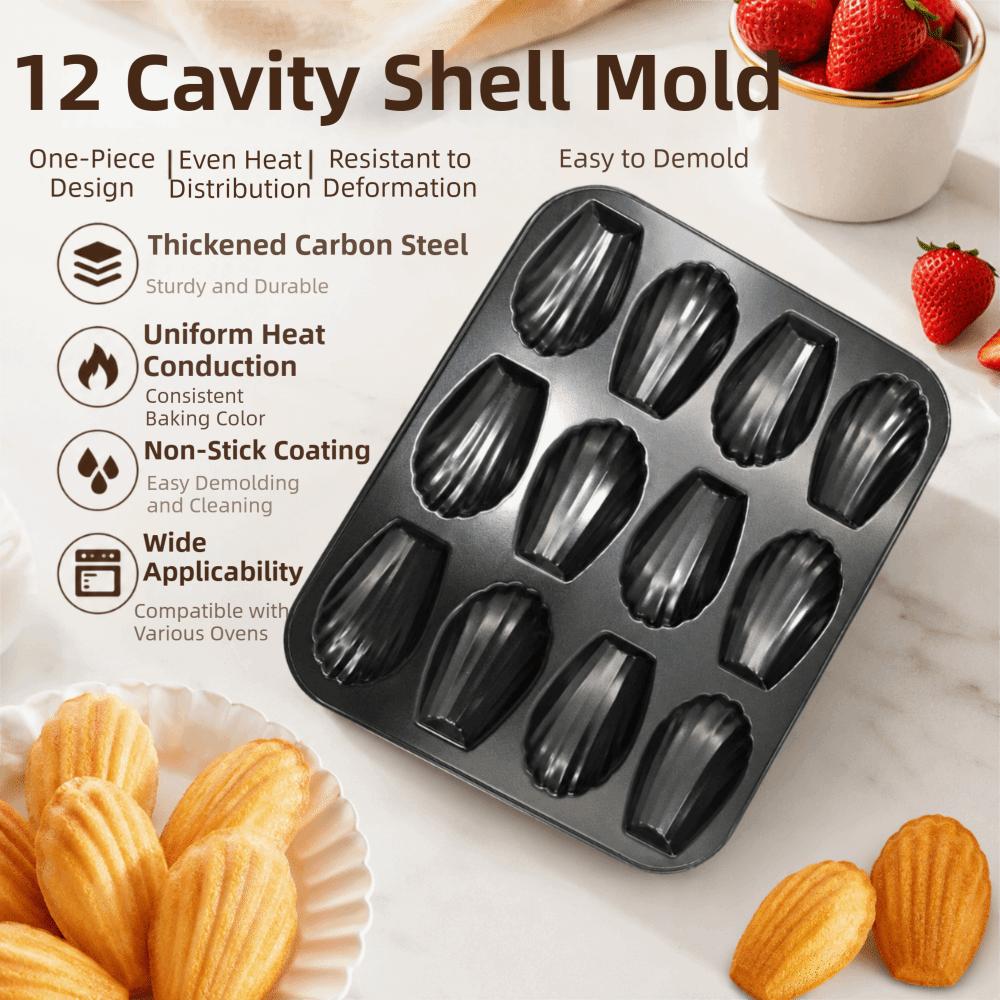 12 Hole Cake Mold Carbon Steel Baking Tray Sturdy Cupcake Mold Baking Tool