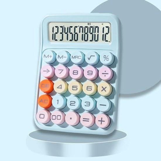 Calculator cute 12 digits computing stylish large LCD colorful round buttons typewriter portable convenient non-slip business trade tax calculation