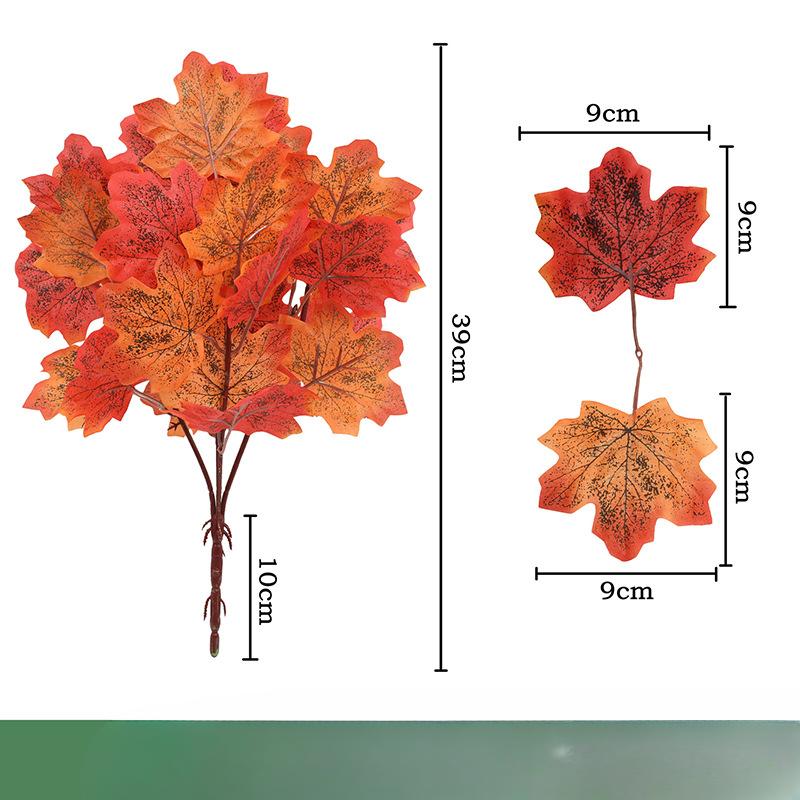 Artificial Plants Red Maple Leaves Small Bunches of Autumn Color Halloween Decoration Home Fake Flower Bouquet Arrangement