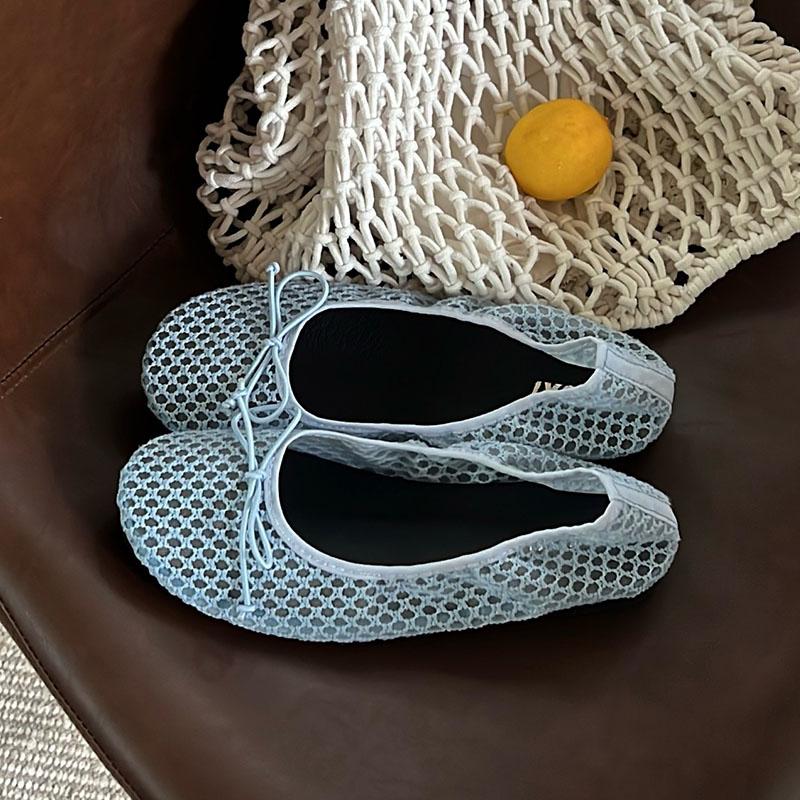 Fashion Fashion Mesh Women Ballet Flats Dance Shoes New 2025 Butterfly-Knot Footwear Designer Female Shallow Ladies Flats Slip On Shoes