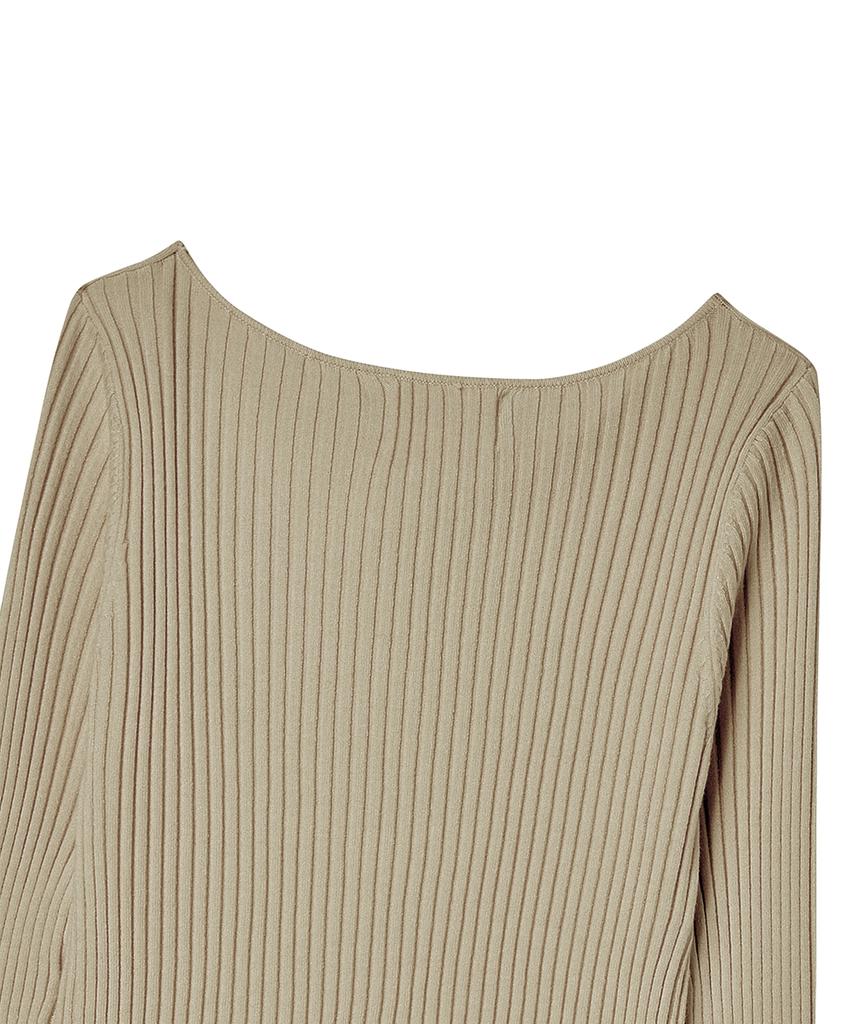 THE GREEN LAB Twist Slim Ribbed Knit [Beige]