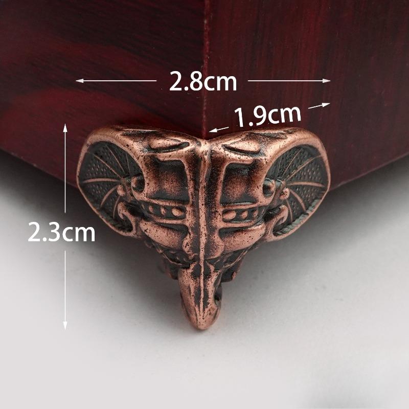 1PCS Antique Elephant Vintage Bronze Jewelry Chest Box Wooden Case Decorative Protection Feet Leg Plastic Material Decoration