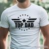 Top Dad Military Star T-and Kids Tshirt, White and Black Patriotic Tee for Heroic and Proud Fathers