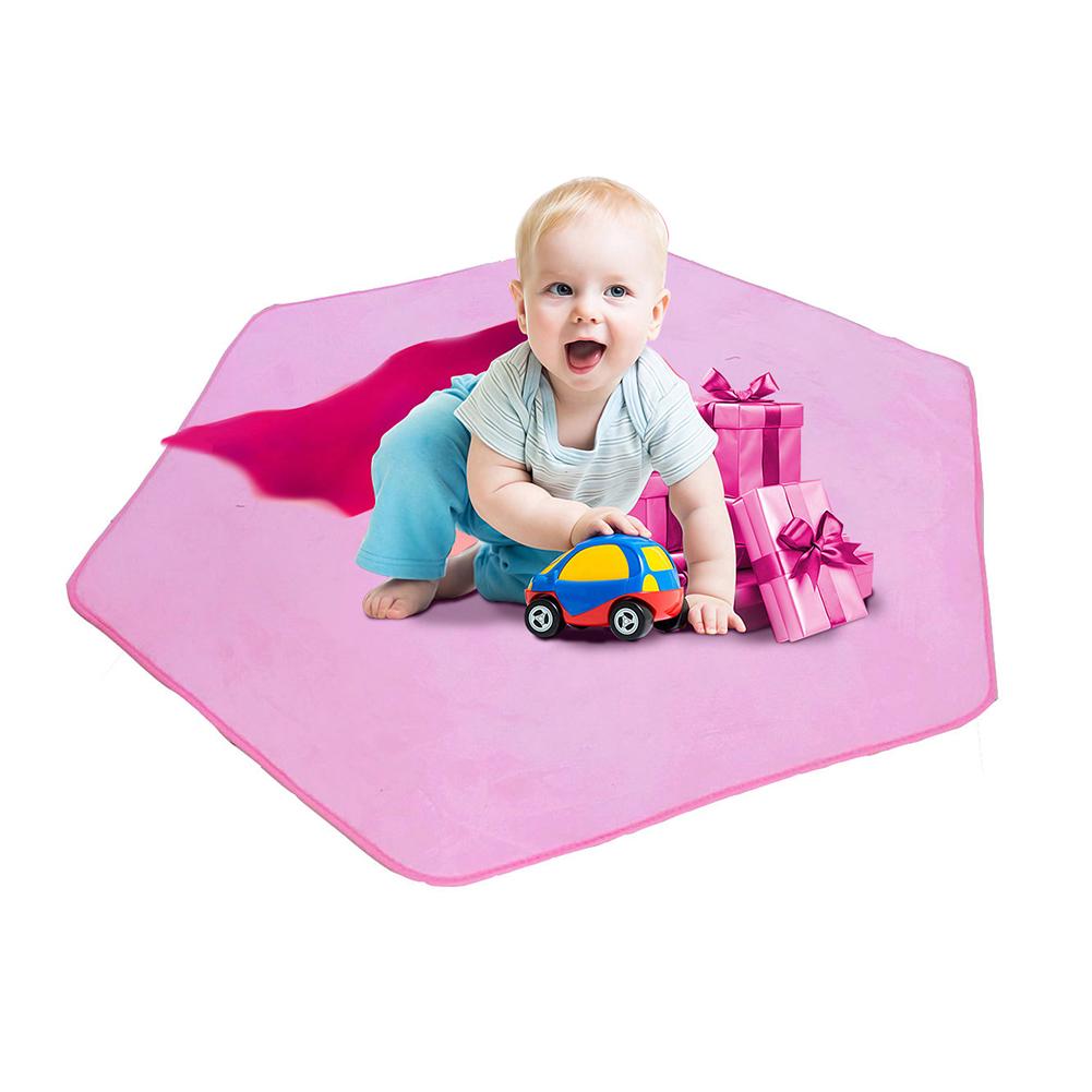 Kids Play Tent Hexagonal Mat Baby Bedroom Floor Game Carpet Pink